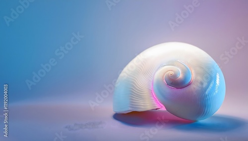 Goal of life, growth and, motivation concept: Spiral shells glowing with inner light, natural evolution. photo