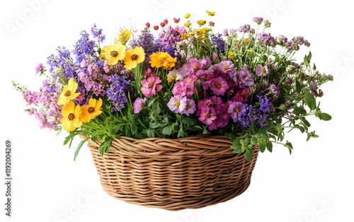 Wallpaper Mural Colorful wildflowers in wicker basket, spring Torontodigital.ca