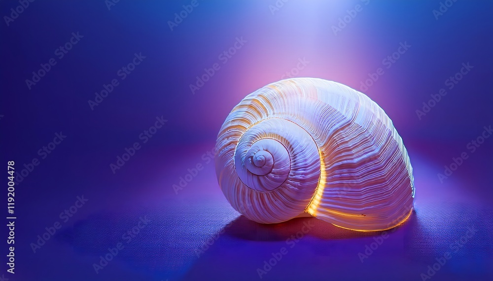 Goal of life, growth and, motivation concept: Spiral shells glowing with inner light, natural evolution. Goal of life, growth and, motivation concept: Spiral shells glowing with inner light, natural evolution.