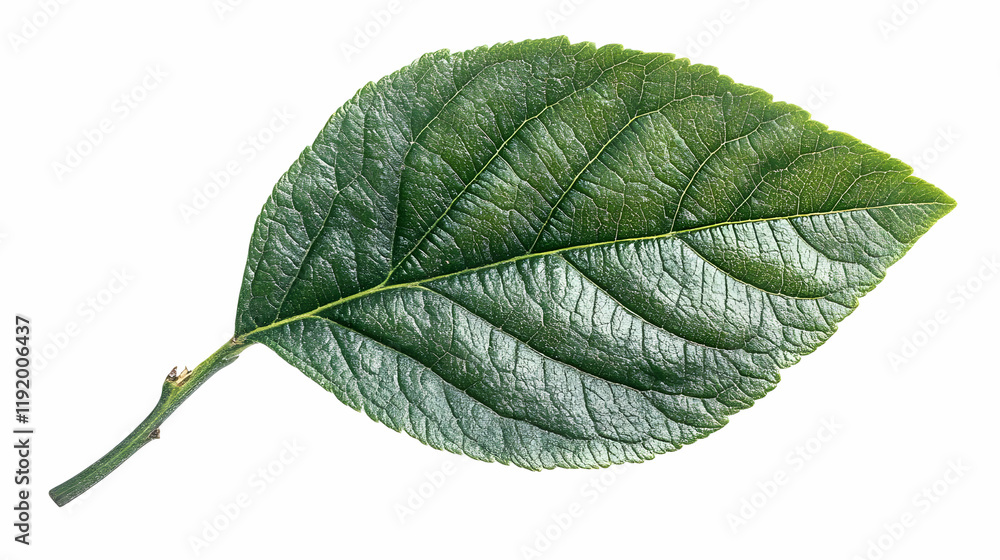Obraz premium Green leaf, studio shot, white background, nature