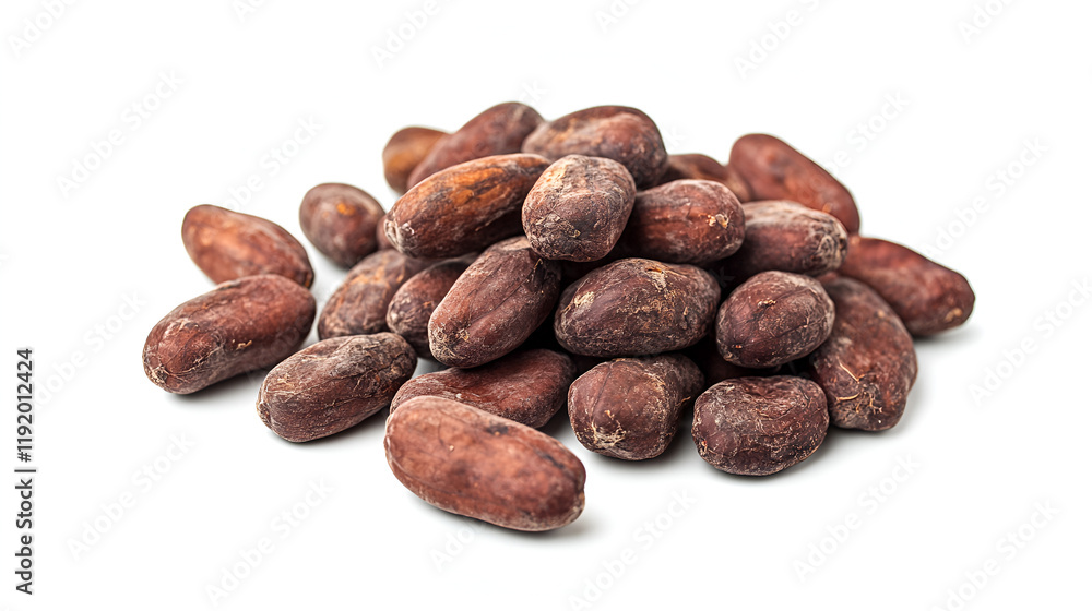 stack of coca beans against white background.ai geenrative stack of coca beans against white background.ai geenrative