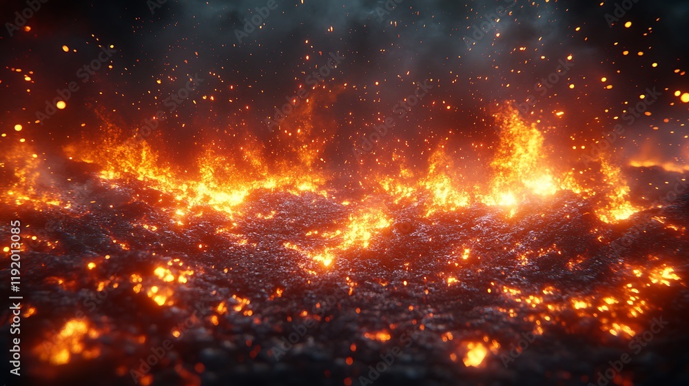 Volcanic eruption ignites lava flow nature visual art dramatic scene Volcanic eruption ignites lava flow nature visual art dramatic scene