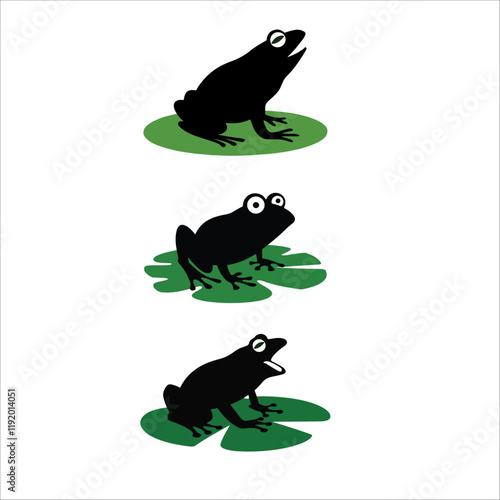 Vector Silhouette of Jumping Frog