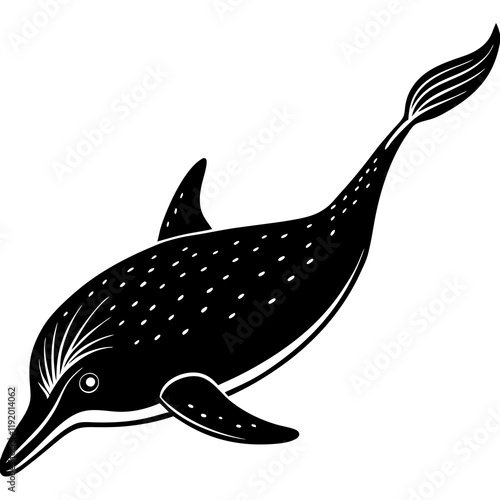 black and white Narwhal fish vector