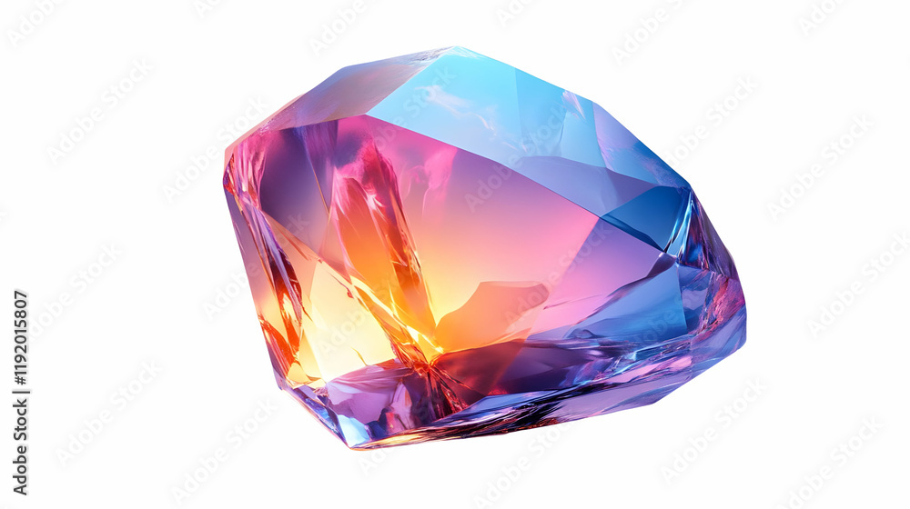 Iridescent gemstone, studio shot, white background, luxury Iridescent gemstone, studio shot, white background, luxury