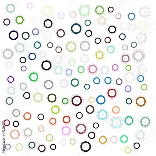 Wallpaper Mural Background with random colorful gears. Set of colorful vector gears. Transparent PNG version. Torontodigital.ca