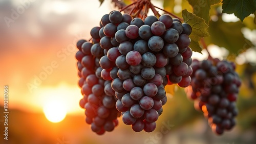 Wallpaper Mural Ripe Grapes Sunset Vine - Photorealistic AI Art Torontodigital.ca