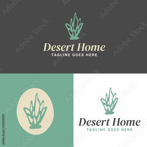Desert Agave Succulent Logo Icon Design Concept 