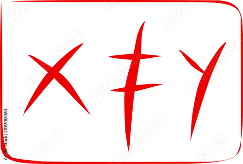 math symbol x is not equal to y in doodle style
