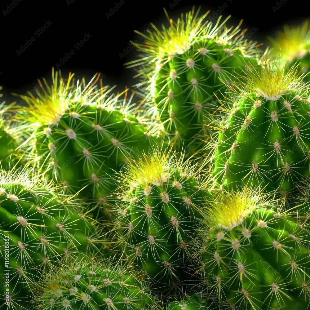 Lush Green Cactus Texture  Desert Plant Background  Banner  Header
