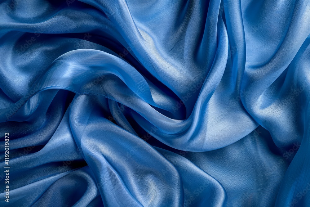 Obraz premium Image of Blue silk fabric drapery material. Texture for background usage