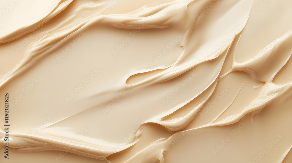 Obraz premium Creamy Texture of Skincare Product Spread on Beige Background – Beauty and Self-Care Concept