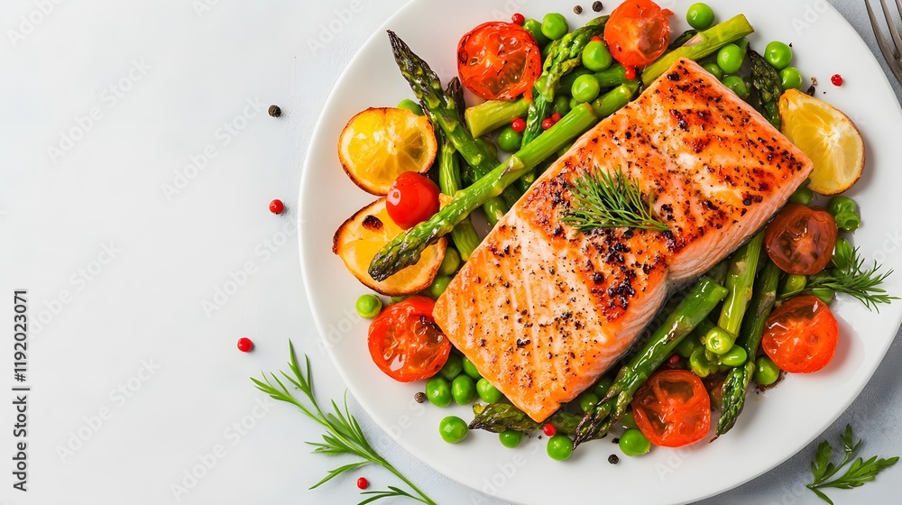 Grilled Salmon with Roasted Asparagus and Peas Grilled Salmon with Roasted Asparagus and Peas