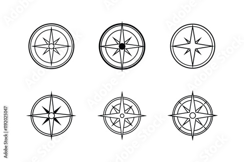 compass line art vector illustration