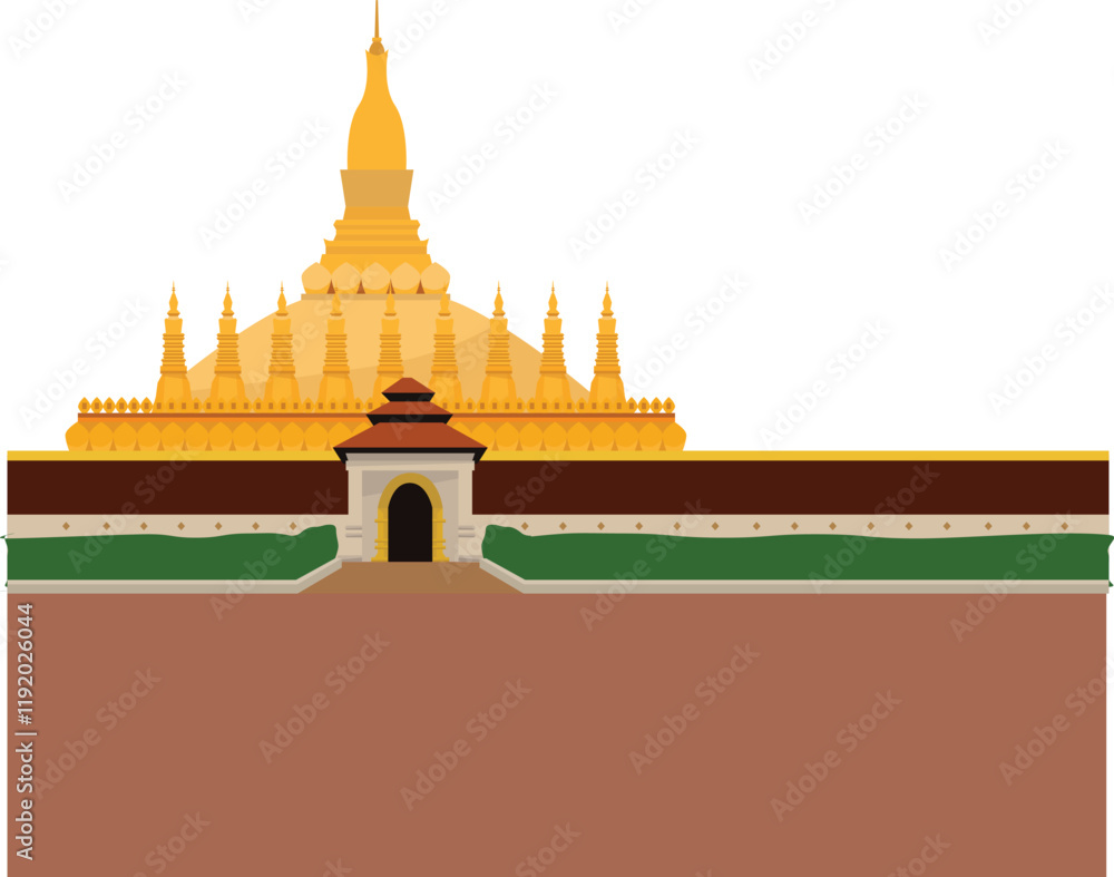 Naklejka premium Laos landmark That Luang in Vientiane, Laos - Vector EPS Illustration