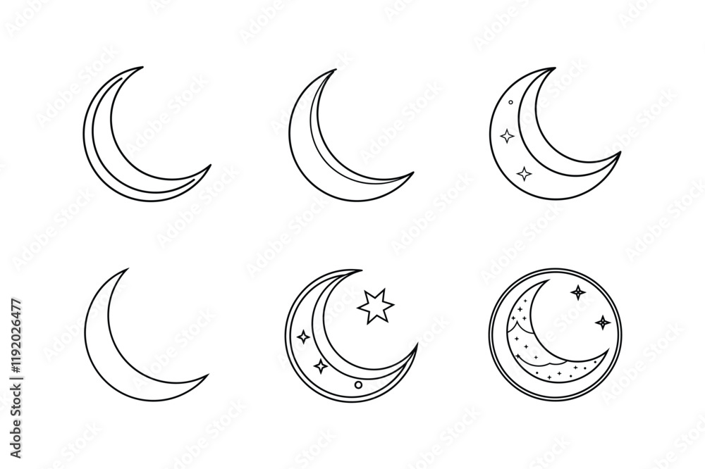 Obraz premium moon icon line art vector illustration