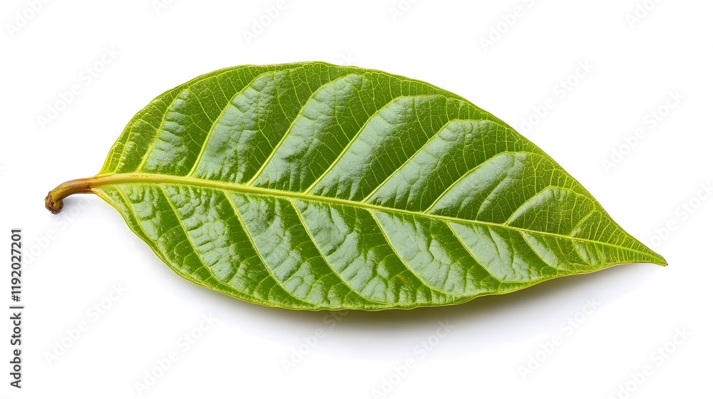 Obraz premium Green cocoa leaf isolated on white 