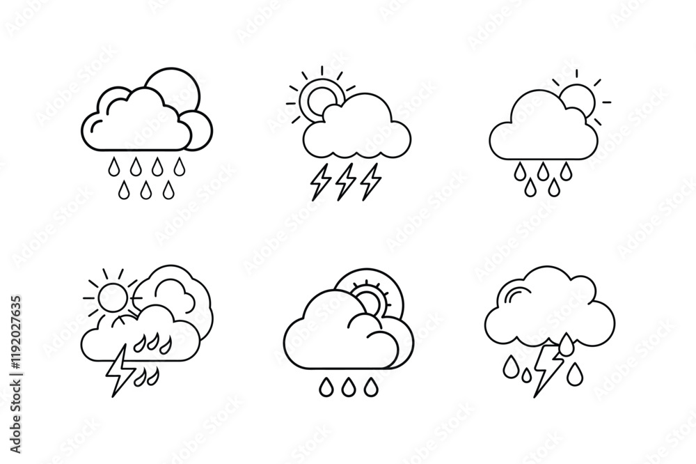 weather icon line art vector illustration weather icon line art vector illustration