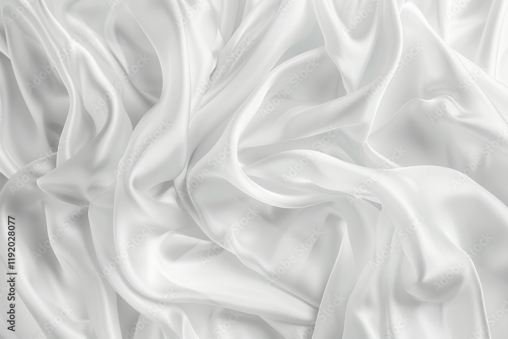 Obraz premium Glossy white satin fabric folds. Detailed photo textured background