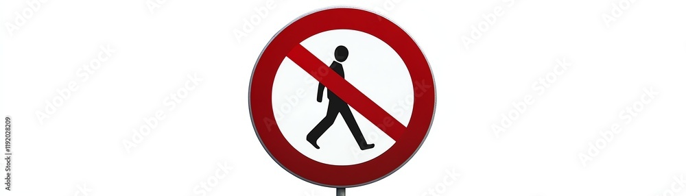No walking allowed sign, clear symbol of restricted access on white background. No walking allowed sign, clear symbol of restricted access on white background.