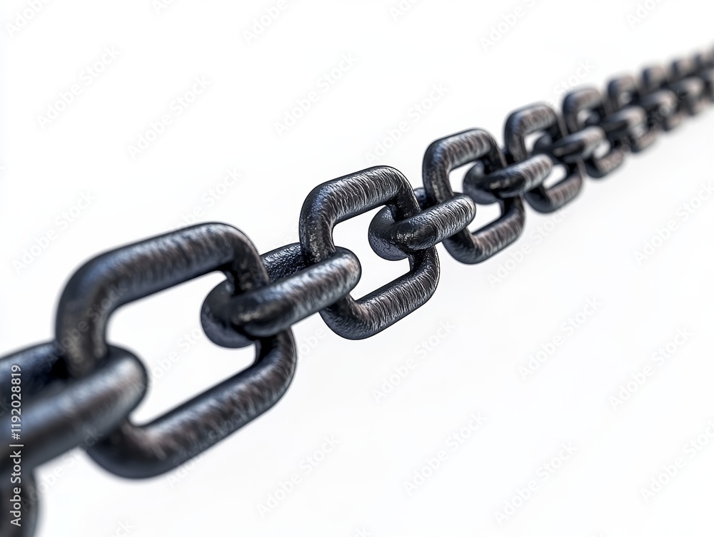 Fototapeta premium Close up of chain link fence isolated on white background - ai