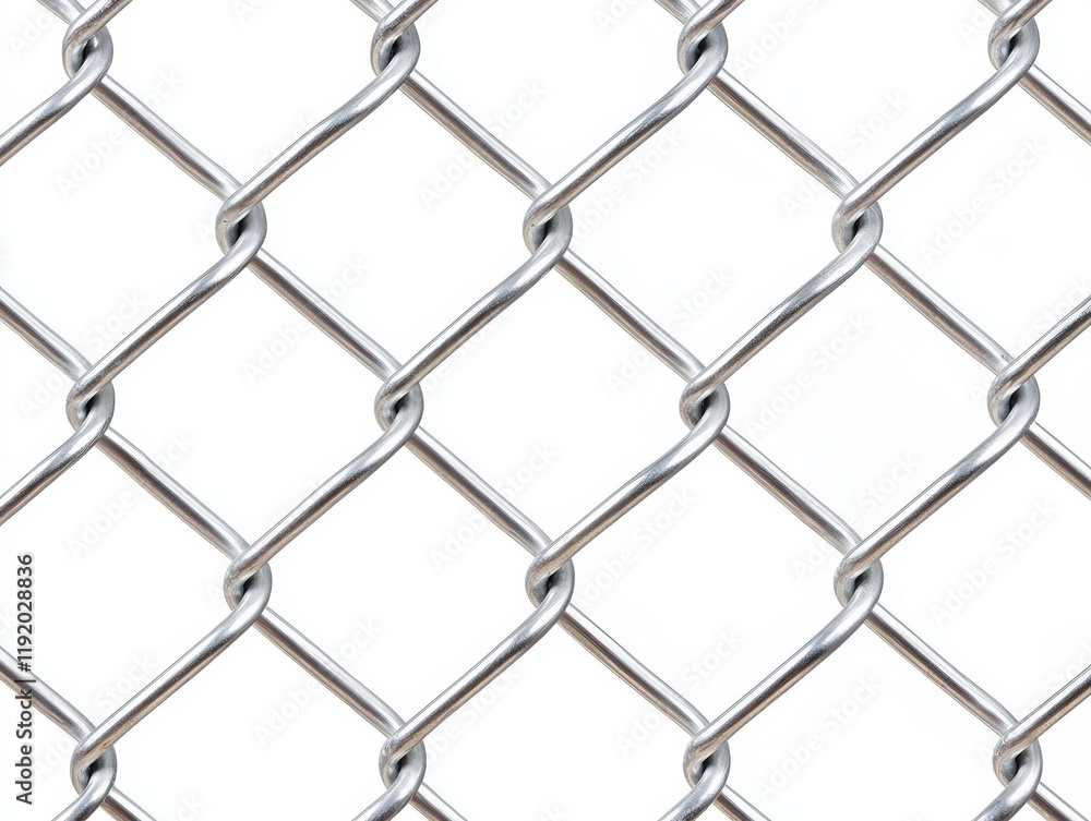 Close up of chain link fence isolated on white background - ai Close up of chain link fence isolated on white background - ai