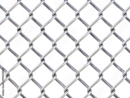 Close up of chain link fence isolated on white background  - ai