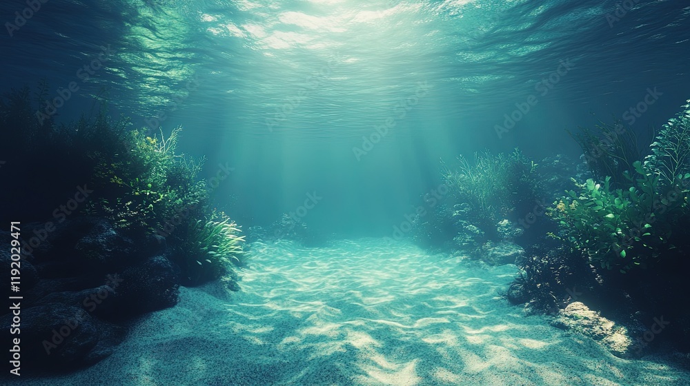 Obraz premium Minimalist underwater scene with soft ripples and subtle aquatic patterns