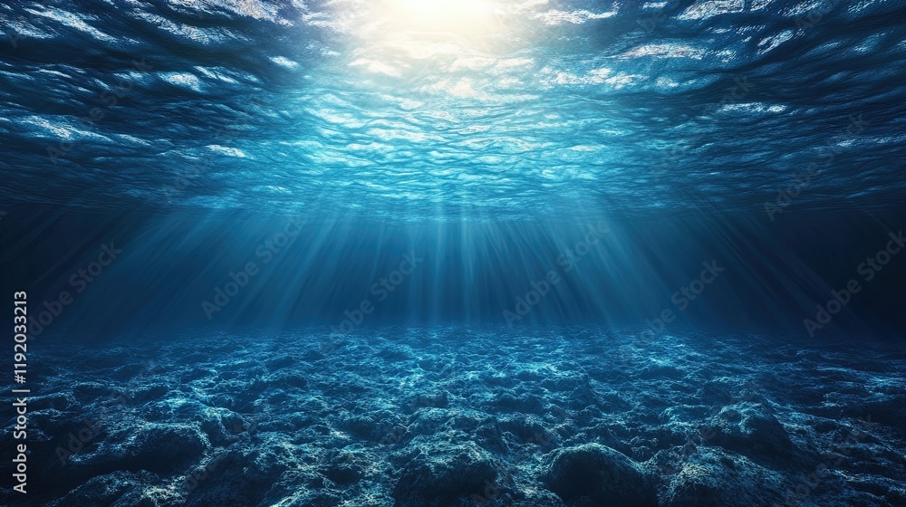 Fototapeta premium Minimalist underwater abstract background with glowing accents and smooth transitions