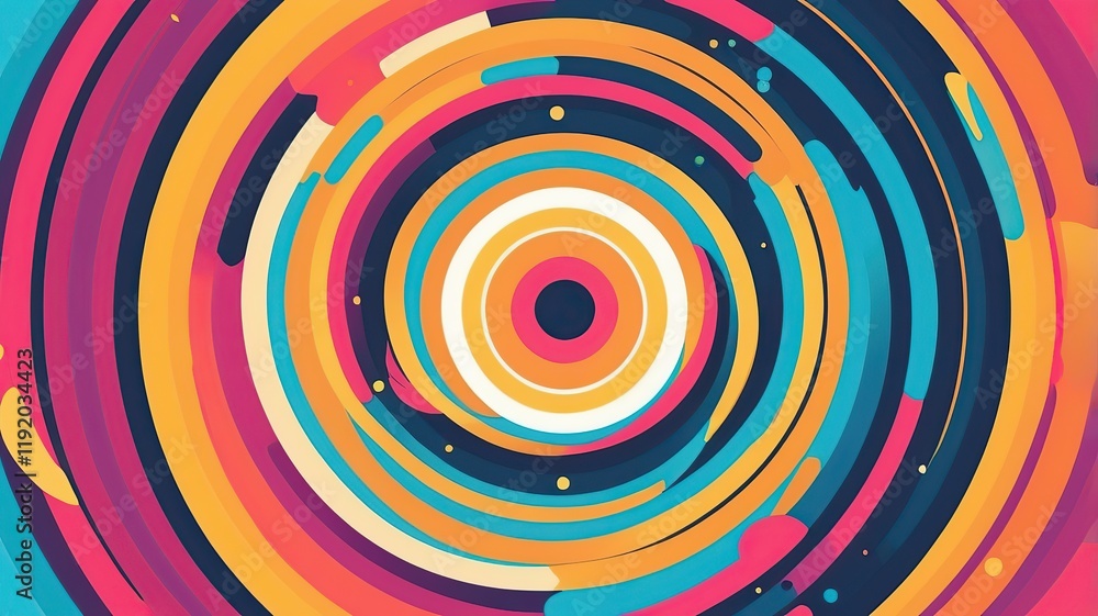 Dynamic vector background featuring radial bursts, concentric circles, and a vibrant color palette. Dynamic vector background featuring radial bursts, concentric circles, and a vibrant color palette.