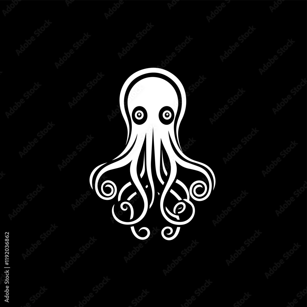 Modern Octopus Squid Tentacles Logo in simple minimalist line art monoline outline style, elegant geometric octopus logo Vector Modern Octopus Squid Tentacles Logo in simple minimalist line art monoline outline style, elegant geometric octopus logo Vector