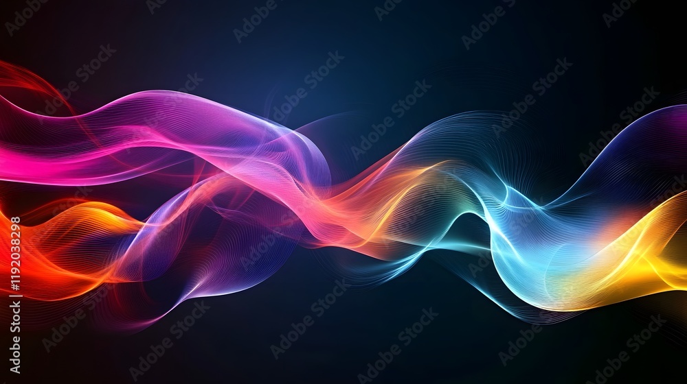 Neon-inspired digital design with flowing colorful waves Neon-inspired digital design with flowing colorful waves