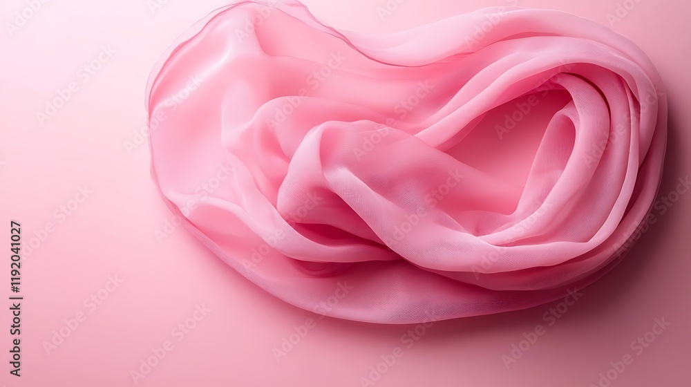 Pink silk scarf, draped, soft folds, pink background, lifestyle product shot Pink silk scarf, draped, soft folds, pink background, lifestyle product shot