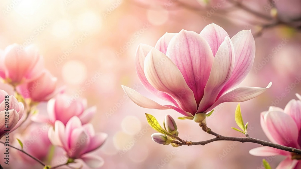 Fototapeta premium Elegant Pink Magnolia Flower , flower, pink