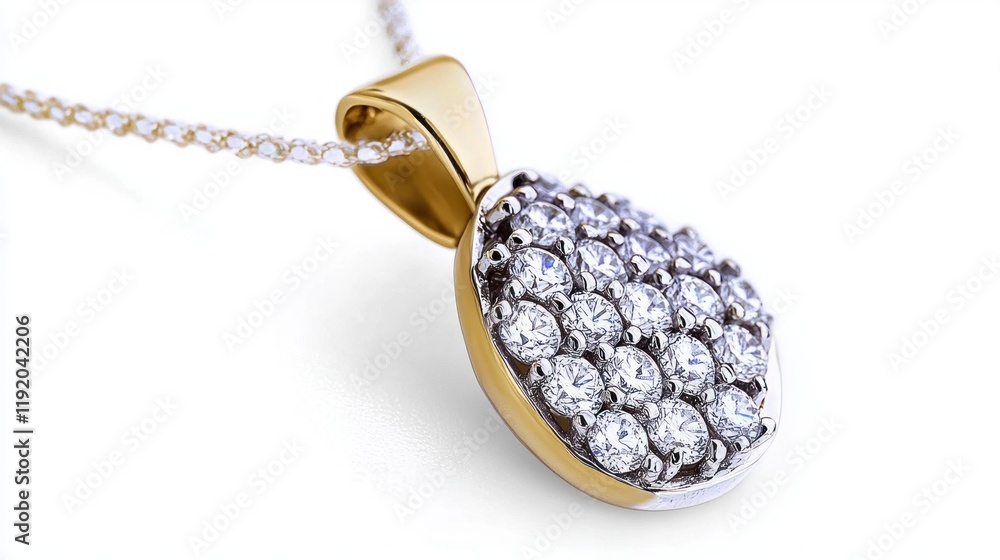 Elegant Diamond Cluster Pendant Necklace in Gold Elegant Diamond Cluster Pendant Necklace in Gold