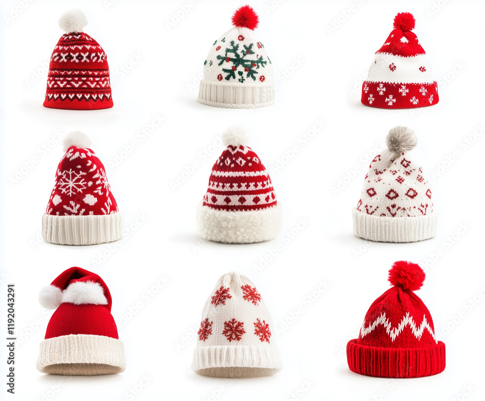 Collection set of Christmas hats isolated on a white background Collection set of Christmas hats isolated on a white background