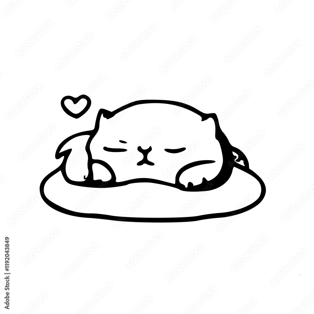 Fototapeta premium Black & white cat illustration