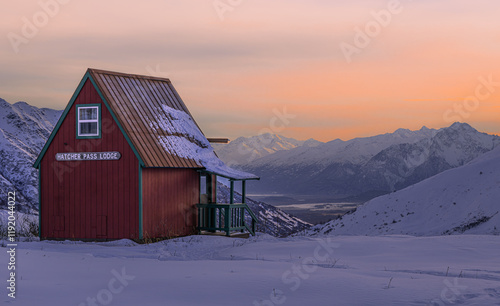 Sunset over Hatcher Pass in Palmer, Alaska photo