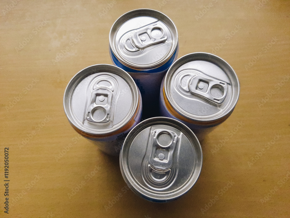 Aluminum beverage can without label seen from above Aluminum beverage can without label seen from above