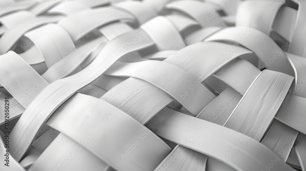 Obraz premium A close-up of a woven texture in white, showcasing intricate patterns and layers.