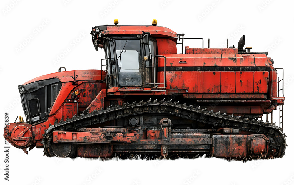 Rusty red tractor, field, isolated, agriculture Rusty red tractor, field, isolated, agriculture
