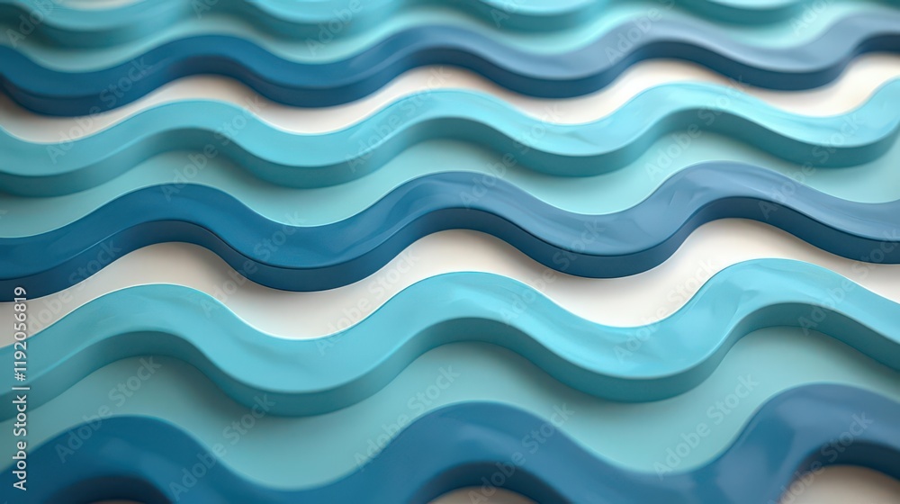 Fototapeta premium Abstract wavy patterns in varying shades of blue, creating a soothing visual effect.