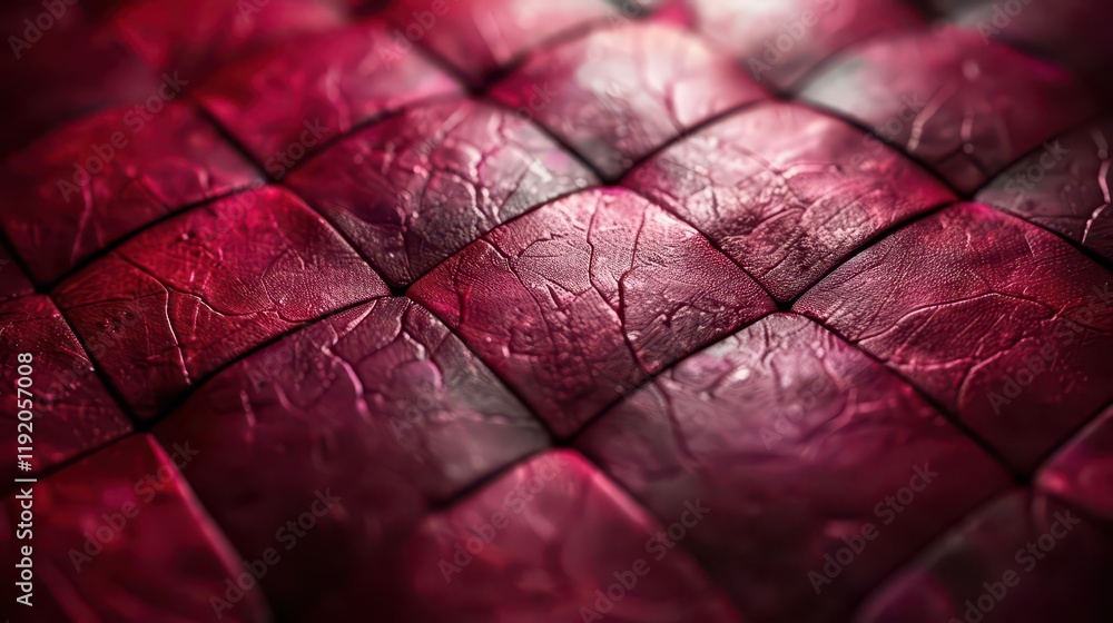 Fototapeta premium A close-up of intricately woven textured material in rich red tones.