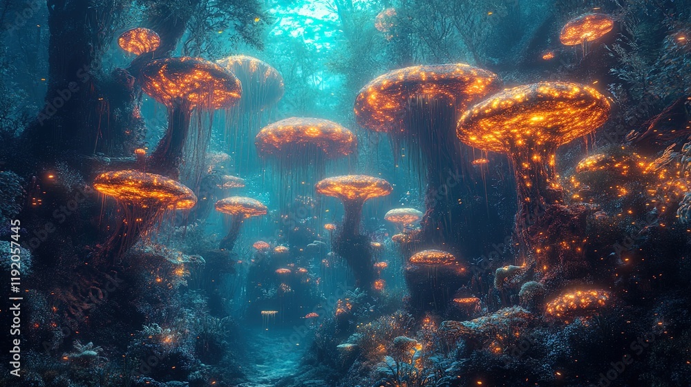 Fantasy-inspired underwater scene with surreal glowing aquatic designs Fantasy-inspired underwater scene with surreal glowing aquatic designs