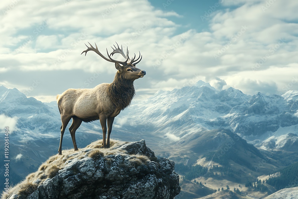 Fototapeta premium Majestic Elk on a Mountain Peak