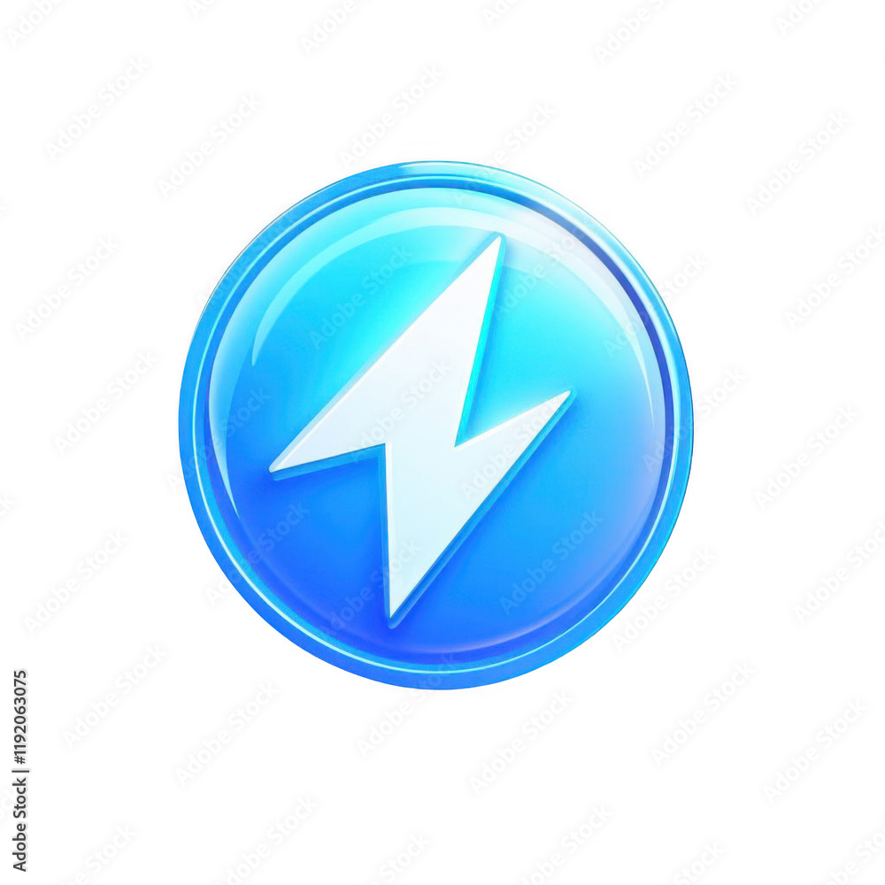 Blue lightning icon on transparent or white background. Blue lightning icon on transparent or white background.