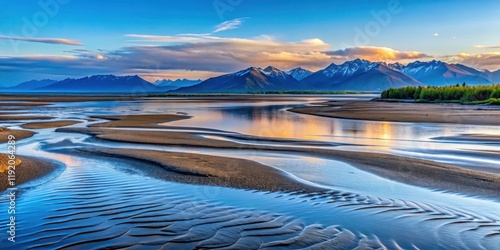 Scenic view of Bristol Bay at 1am during low tide in Alaska, Bristol Bay, Alaska, scenic, view, 1am, low tide, water, shoreline
