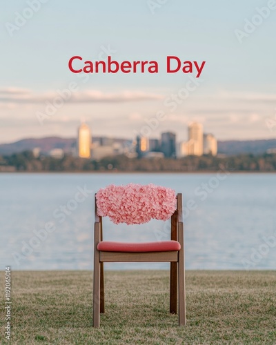 Canberra Day Celebration Serene Lake Burley Griffin at Sunset - Perfect for Easter and New Year photo