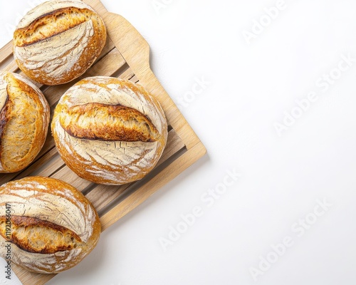 Wallpaper Mural Freshly baked bread rolls on a wooden cutting board, showcasing golden crusts and a rustic appearance. Torontodigital.ca