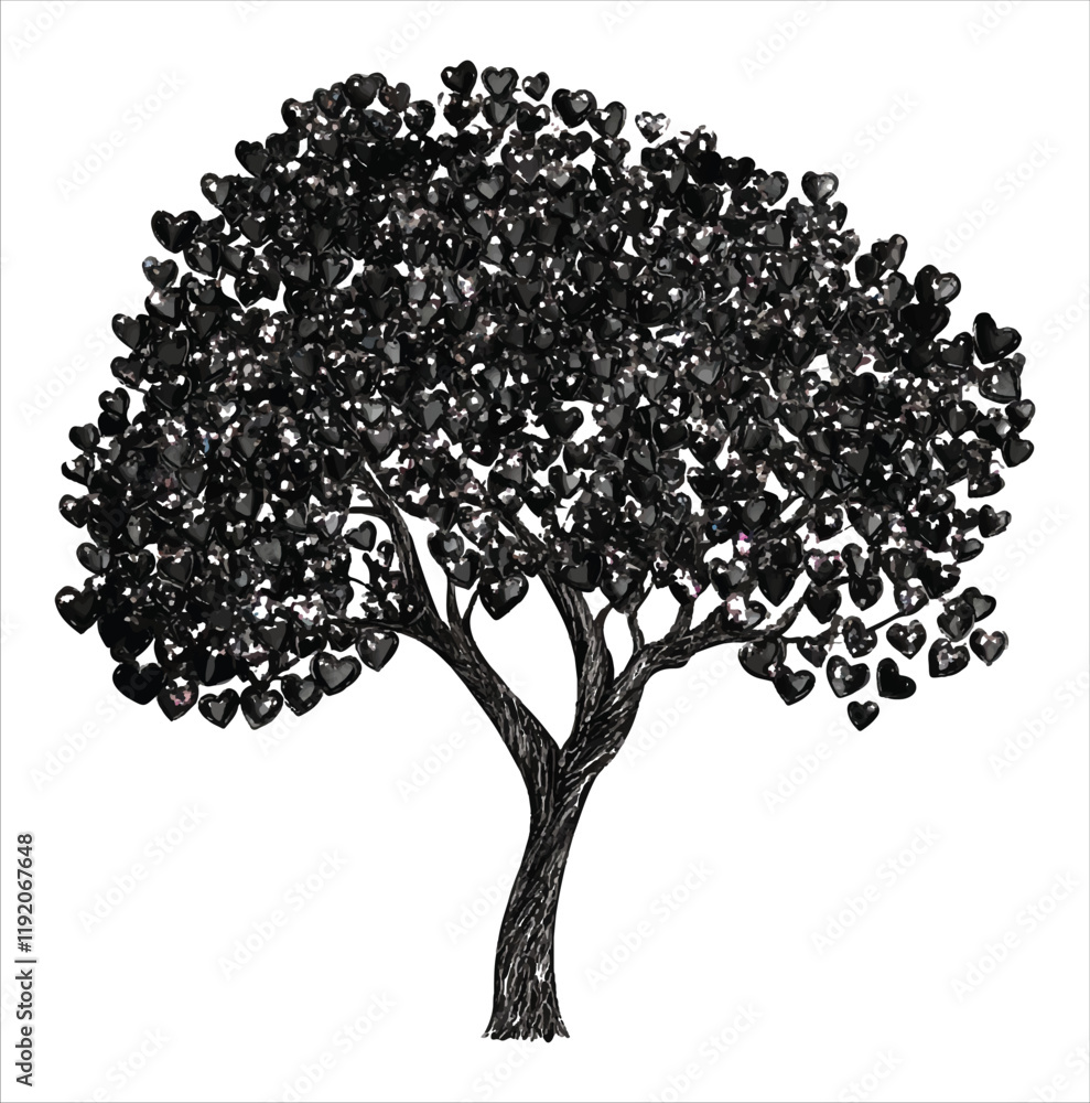 Fototapeta premium valentine day vector illustration love tree, tree, vector, leaf, flower, nature, spring, branch, illustration, art, heart, love, plant, design, summer, season, autumn, silhouette, blossom, floral, 